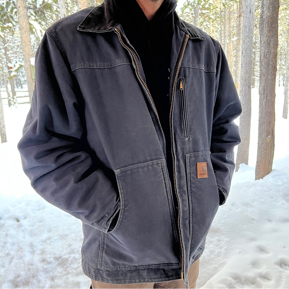 C61 Deep Blue Sherpa Lined Canvas Carhartt Jacket